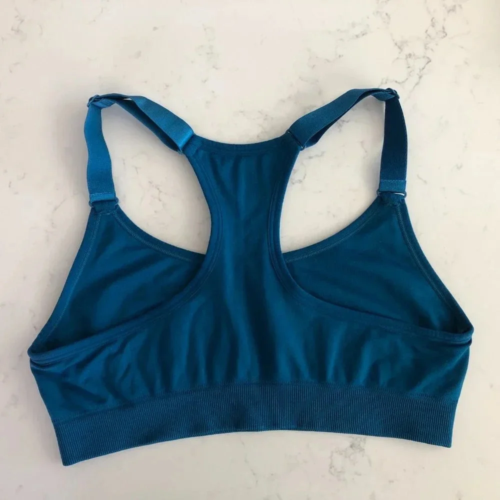 Puma Racer Back Sporty Activewear Pull On Bra Top Adjustable Straps Blue Size M - Picture 3 of 7